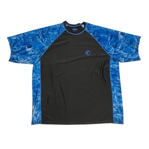 Men's Blue and Black Swim Shirt